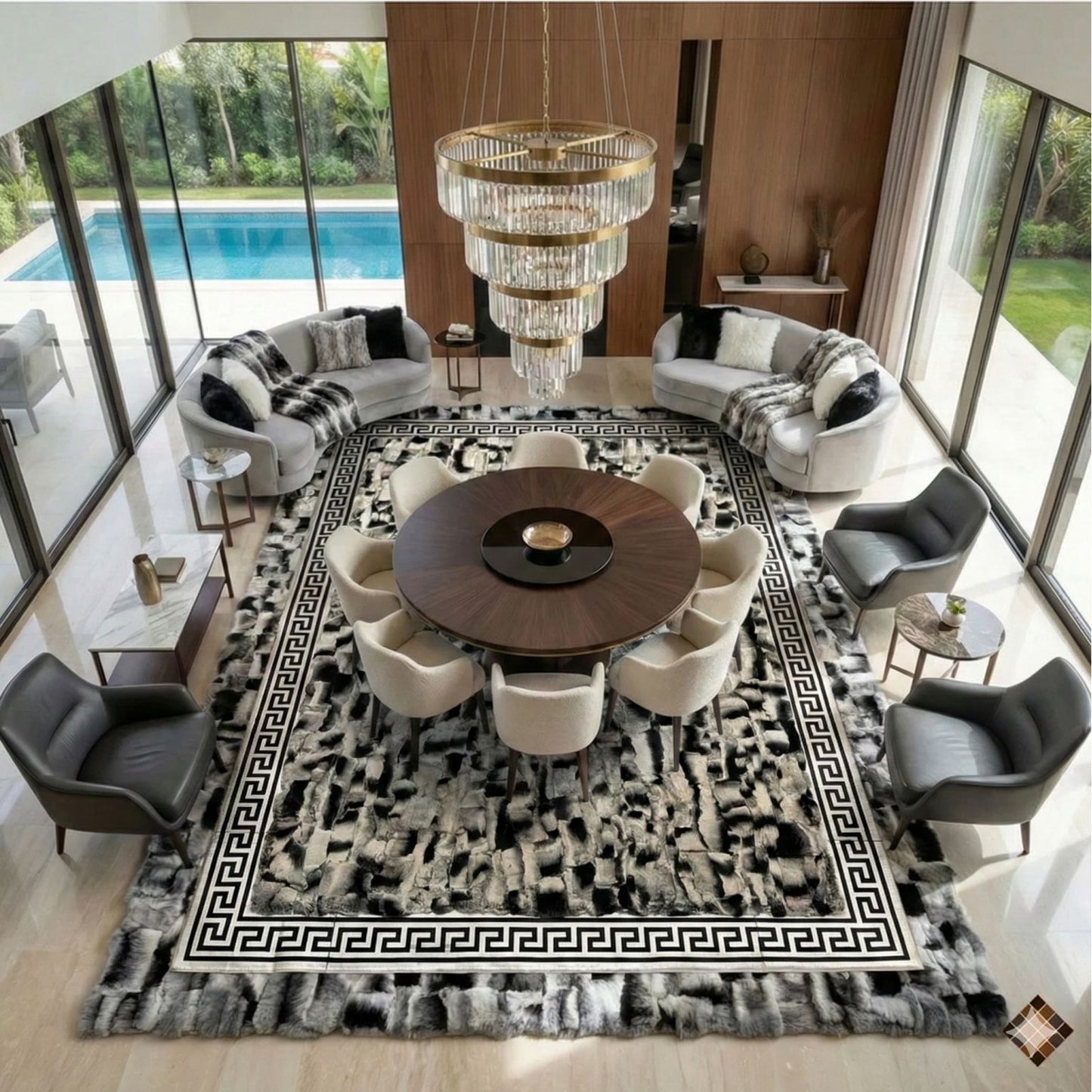 Handmade Genuine Rabbit Fur Area Rug — Custom Luxury Statement Piece
