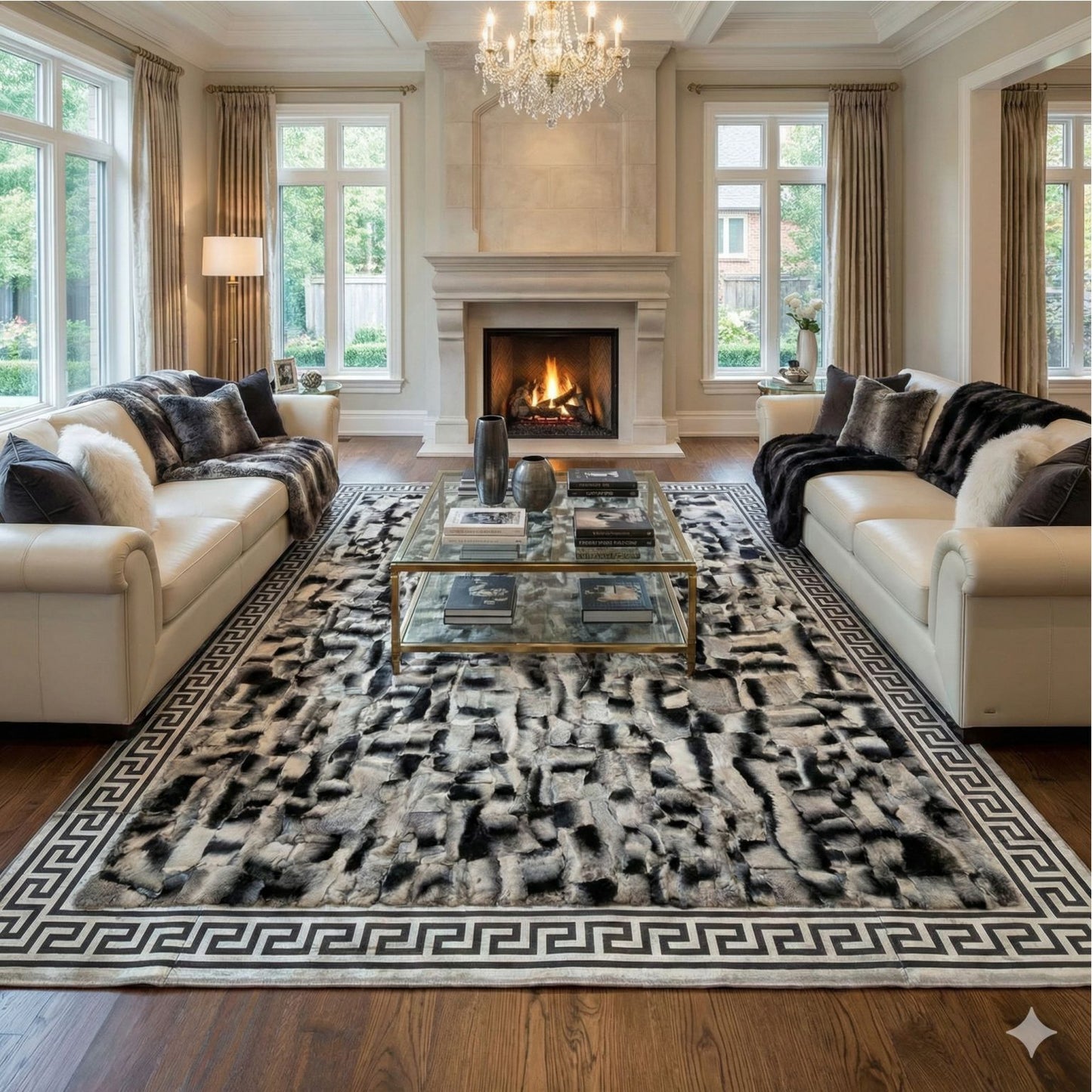 Handmade Genuine Rabbit Fur Area Rug — Custom Luxury Statement Piece