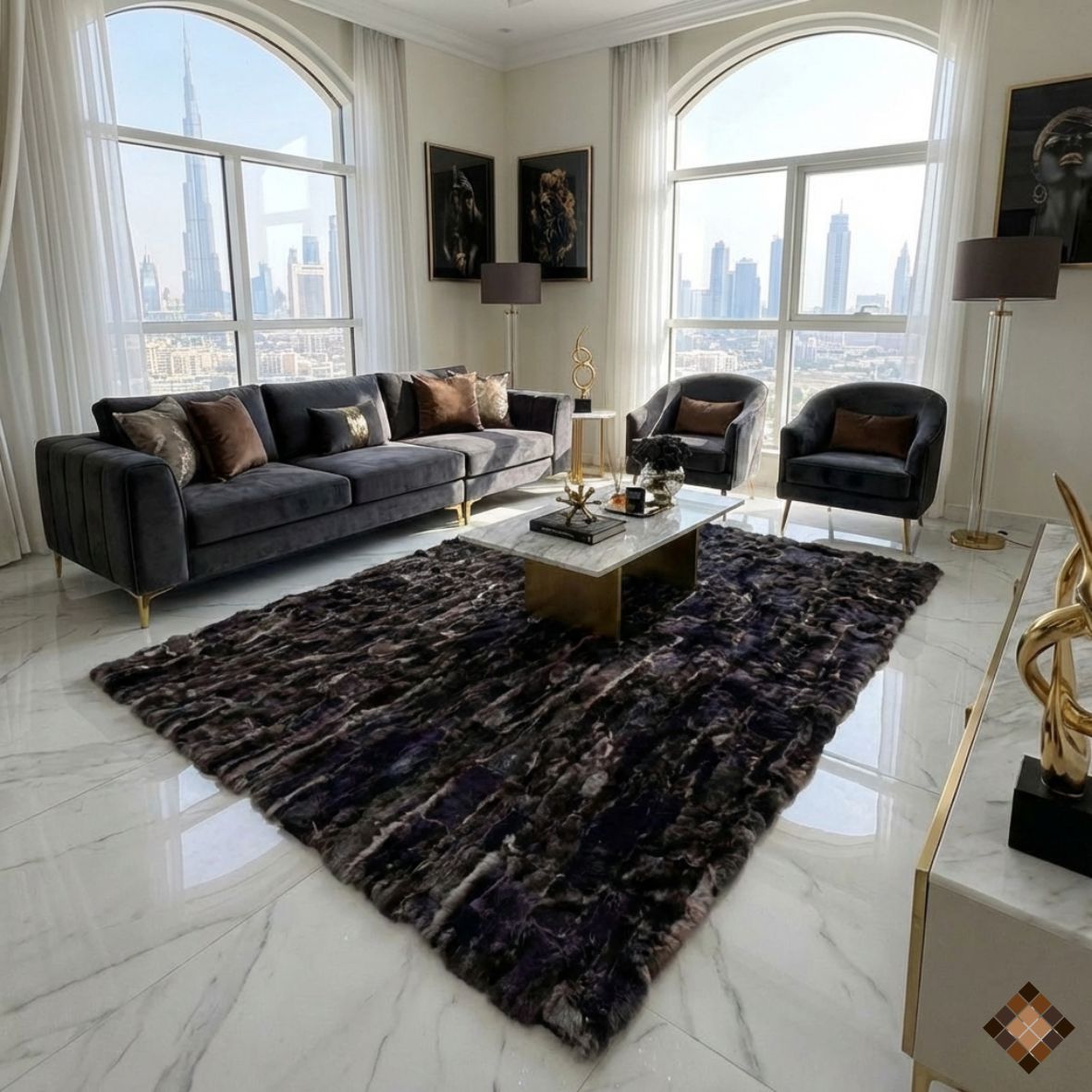 Handmade Genuine Rabbit Fur Rug – Custom Made