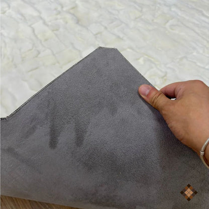 Handmade geniuen White Rabbit Fur Area Rug with Natural Cowhide Border