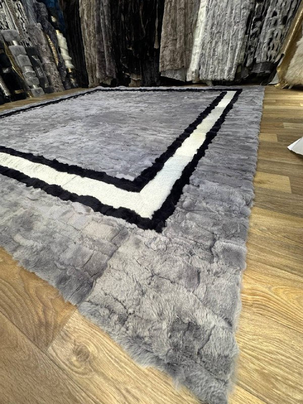 Ultra Soft High Quality Natural Rabbit Fur Rug, Handmade Luxry Carpet