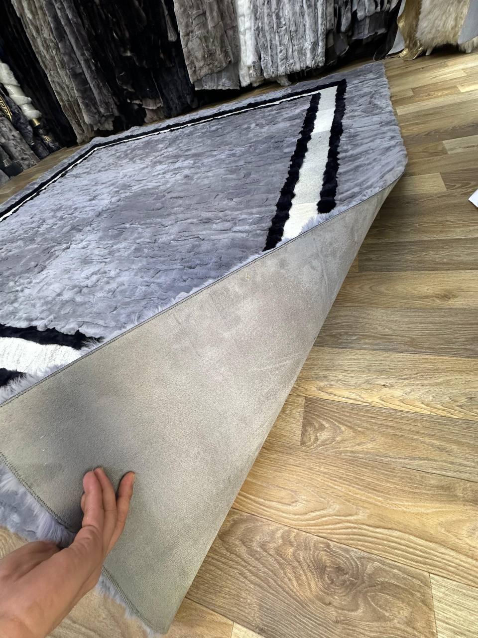 Ultra Soft High Quality Natural Rabbit Fur Rug, Handmade Luxry Carpet