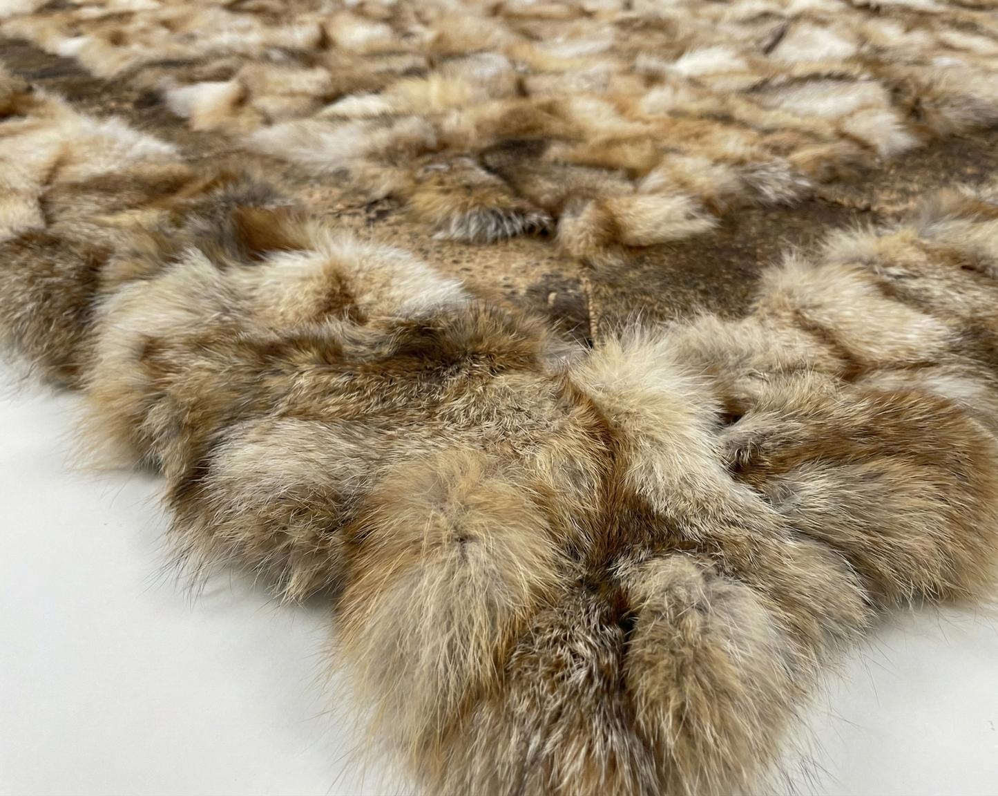 Handmade Luxury Brown 100% Natural Fox Fur Area Rug