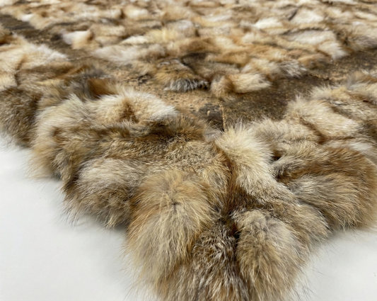 Handmade Natural Brown Fox Fur Area Rug