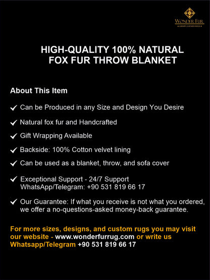 Handmade Natural Raccoon Fur Bedspread, 100% Handmade Shaggy Throw Blanket