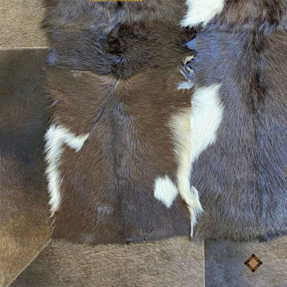 Handmade Patchwork Goatskin Rug – Natural Brown & Ivory