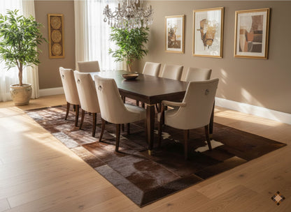 Handmade Patchwork Goatskin Rug – Natural Brown & Ivory