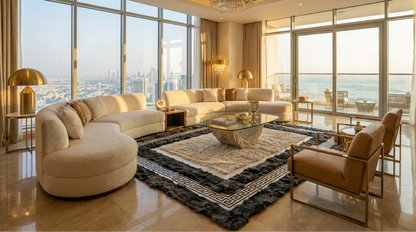 Handmade Real Gray Beige Sheepskin 6x8 Area Living Room Rug , Soft Rug