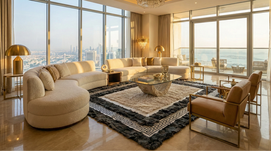 Handmade Real Gray Beige Sheepskin 6x8 Area Living Room Rug , Soft Rug