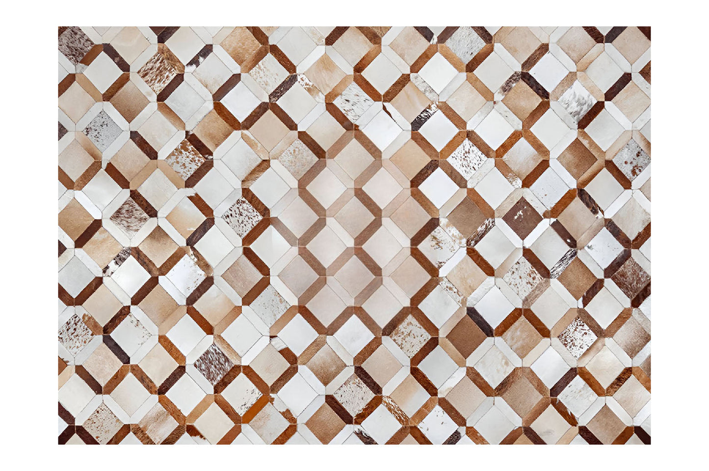 High Quality Cowhide Patchwork Rug for Living Room, Natural Handmade Area Rug