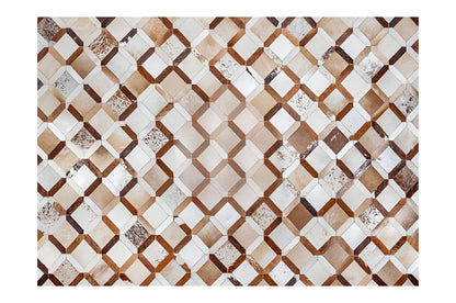 High Quality Cowhide Patchwork Rug for Living Room, Natural Handmade Area Rug