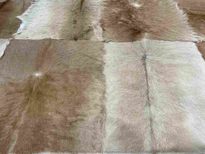 Natural Goatskin Patchwork Rug for Living Room, Handmade Elegance