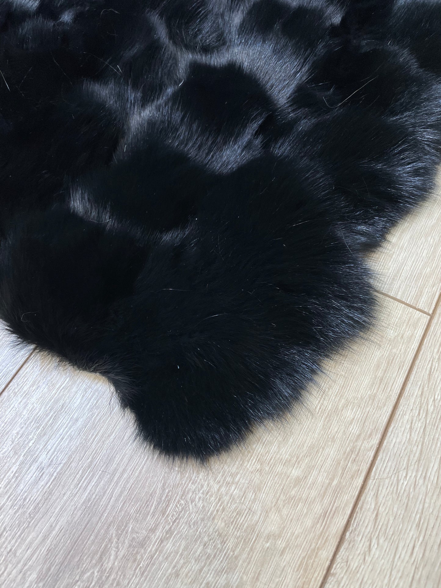 Luxury Handmade Black Fox Fur Area Rug
