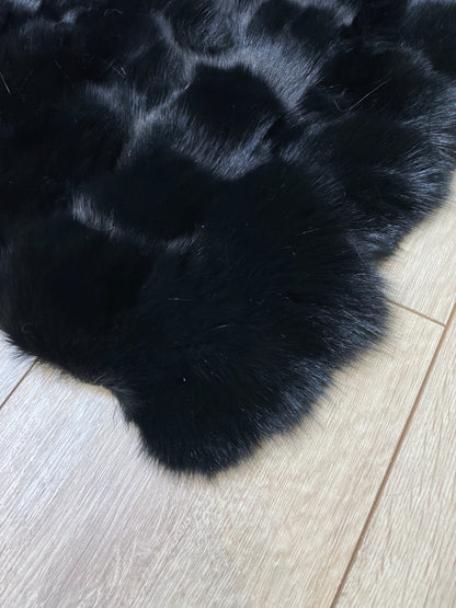 Luxury Handmade Black Fox Fur Area Rug