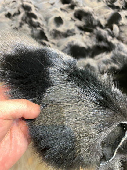 Luxury Handmade Black Fox Fur Area Rug