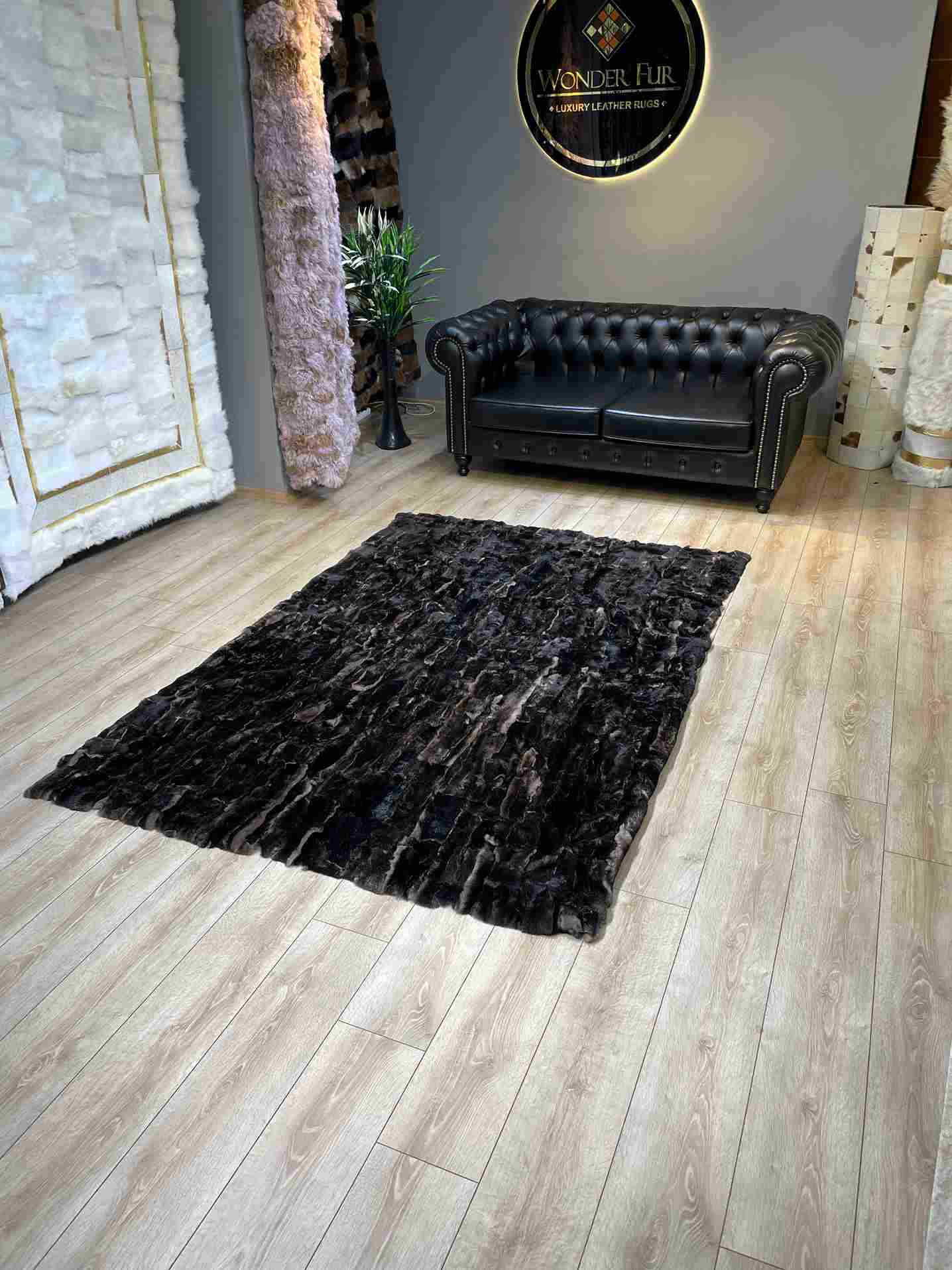 Ultra Soft High Quality Natural Rabbit Fur Rug, Handmade Lux Carpet