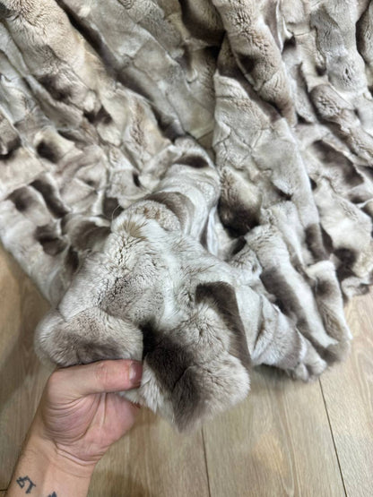 Handmade Real Rabbit Fur Blanket Throw , Personalized Handmade Fur Sofa Cover Bedspread