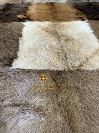 Luxury Handmade Decorative Brown Organic Goatskin Fluffy Soft Area Rug