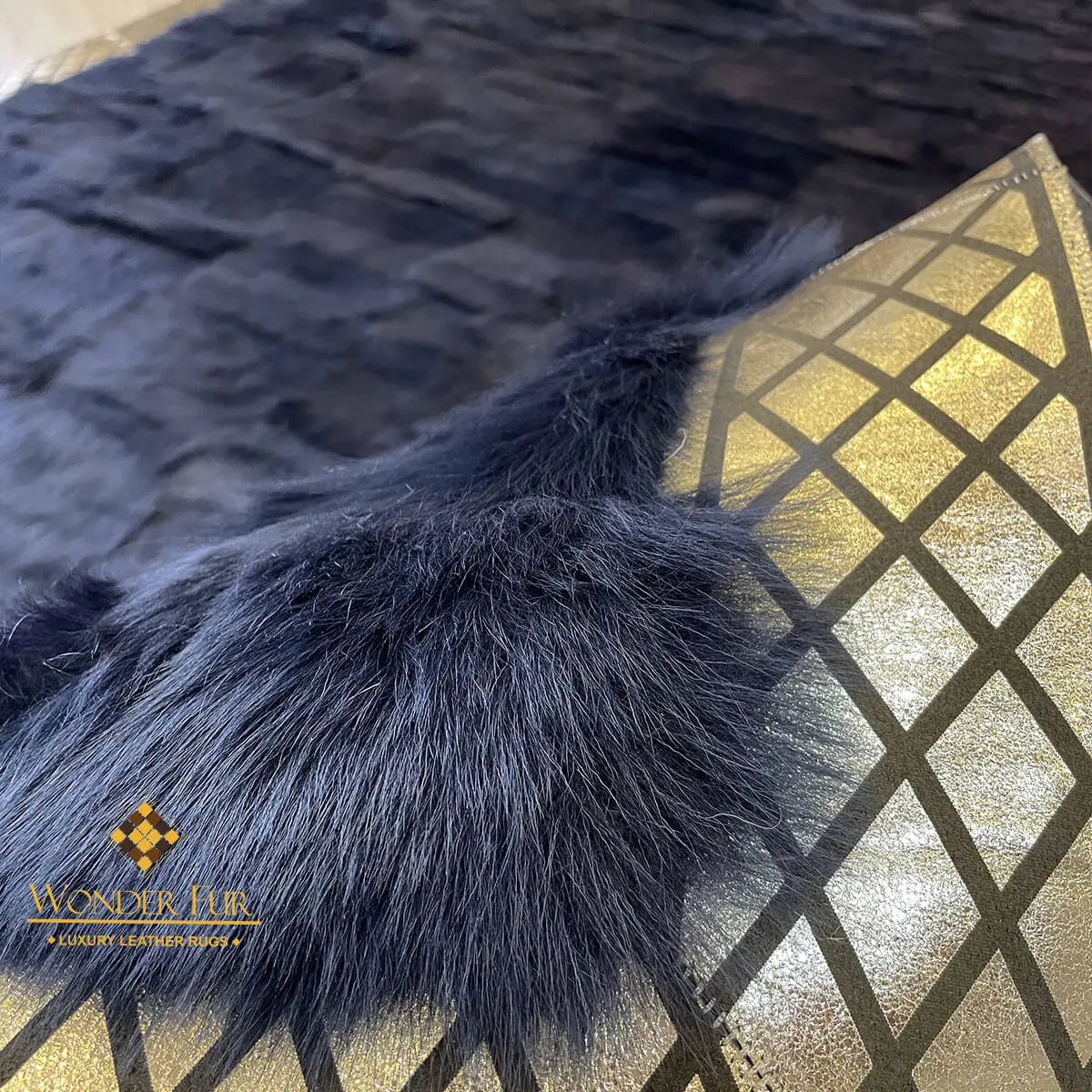 Luxury Large Black Gold Sheepskin Wool Rug, Fluffy Area Rug