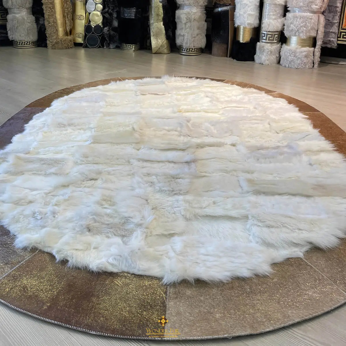 Luxury Oval Sheepskin Rug, Cream White Real Sheepskin Handmade Rug