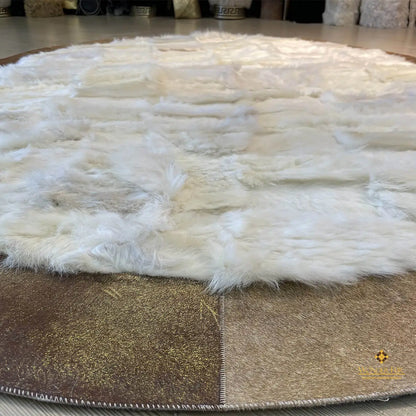 Luxury Oval Sheepskin Rug, Cream White Real Sheepskin Handmade Rug