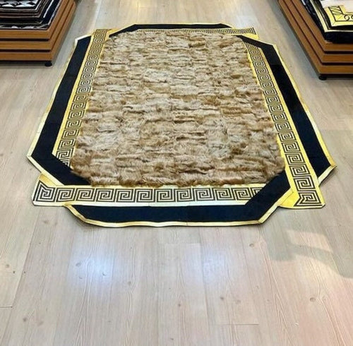 Luxury Sheepskin Gold Black Large Bedroom Rug ,Elegant Ambiance Carpet