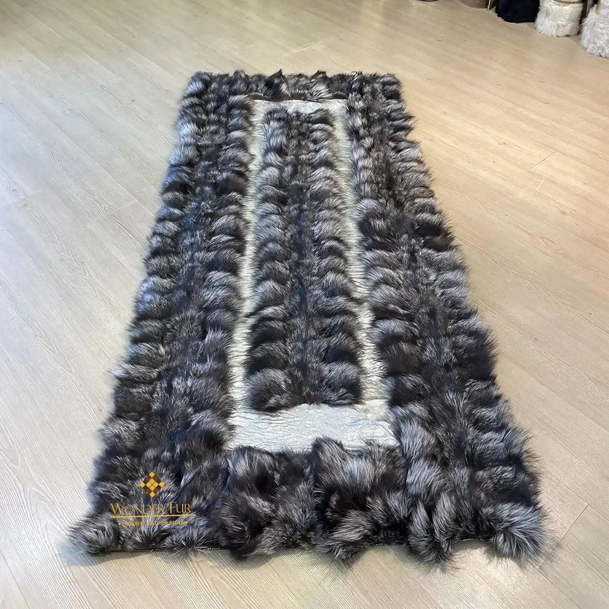 Luxury Soft Fluffy Genuine Fox Fur Runner 3x7 Rug for Hallway