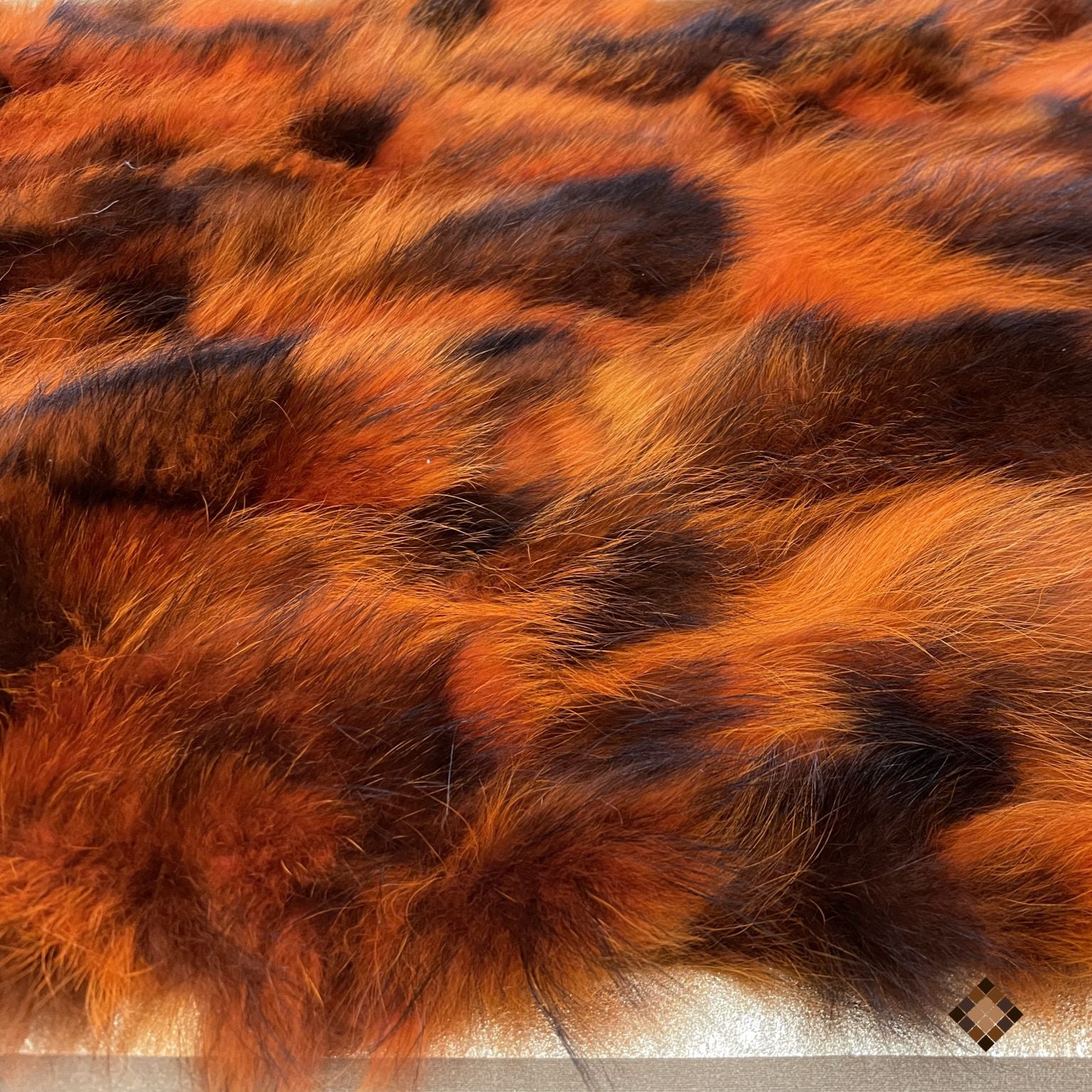 Luxury Handmade Rust Orange Fox Fur Area Rug - WONDERFURRUG