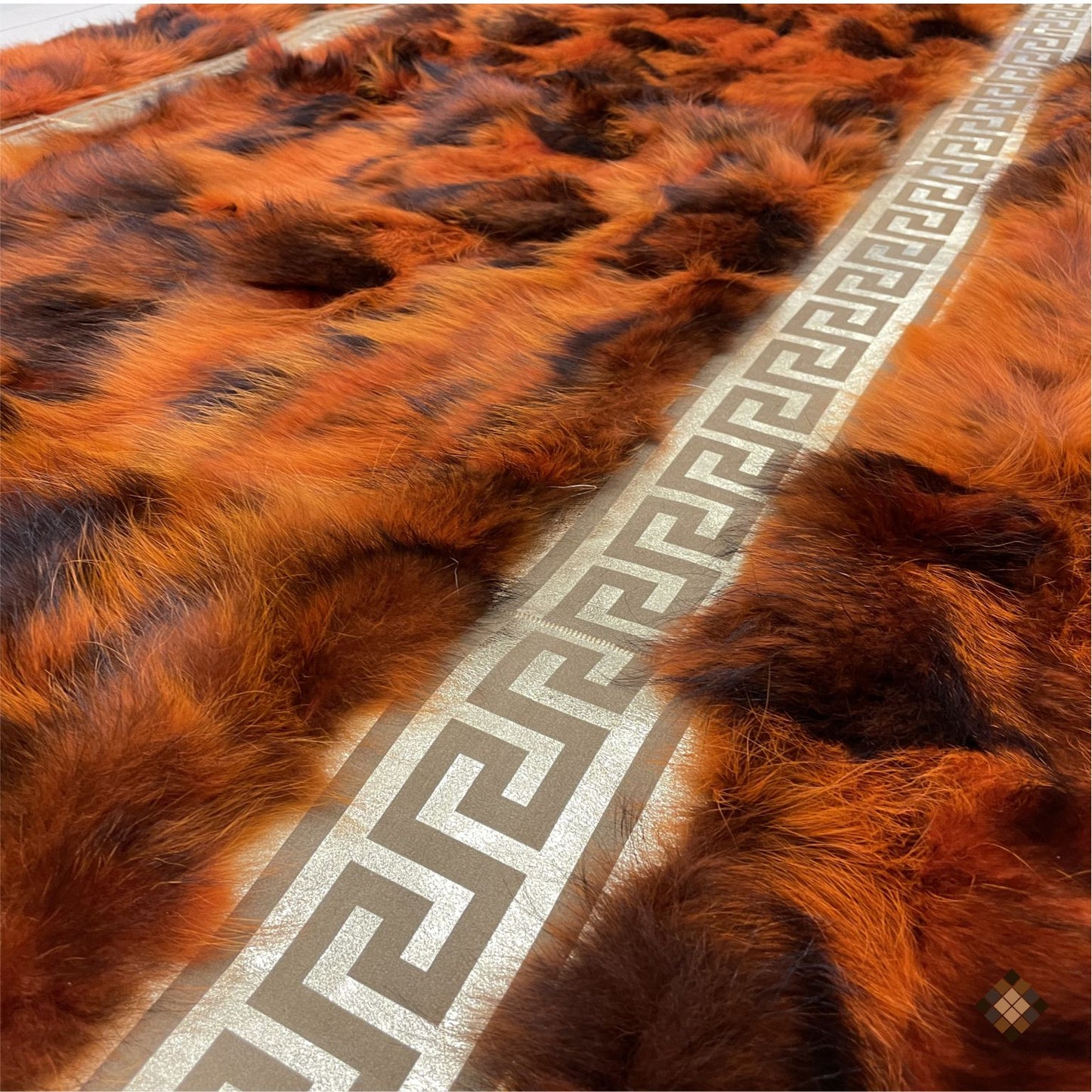 Luxury Handmade Rust Orange Fox Fur Area Rug - WONDERFURRUG
