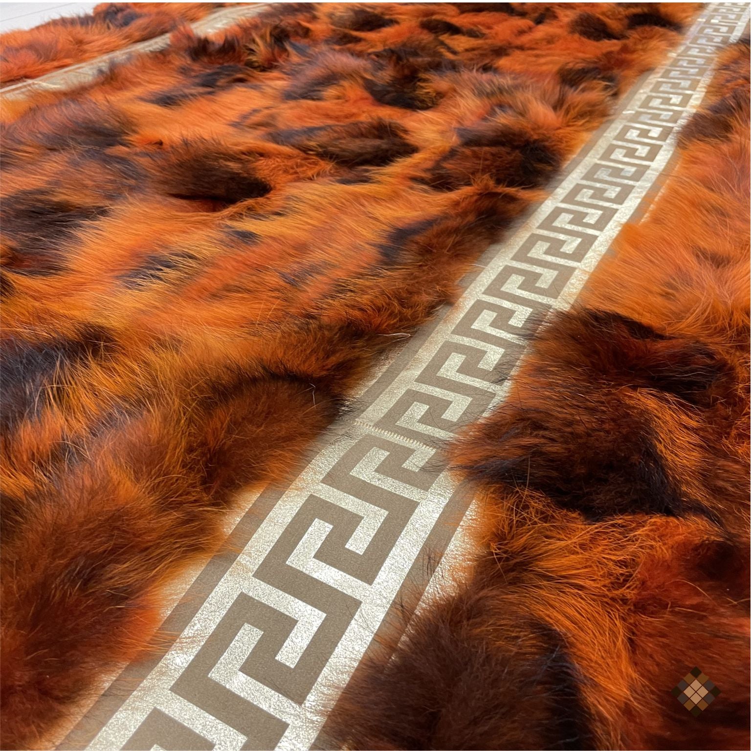 Luxury Handmade Rust Orange Fox Fur Area Rug - WONDERFURRUG