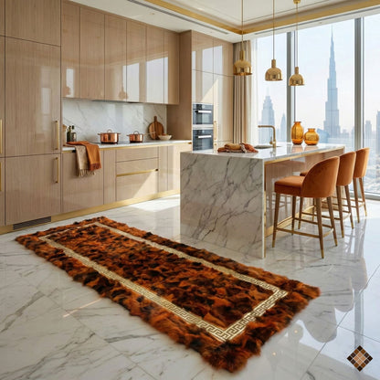Luxury Handmade Rust Orange Fox Fur Area Rug - WONDERFURRUG