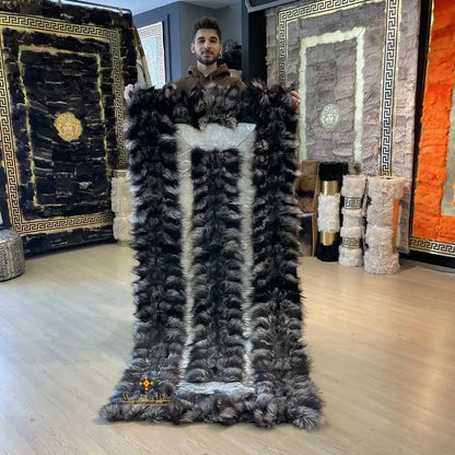 Luxury Handmade Fox Fur Rug | Gray Natural Fox Fur Area Rug