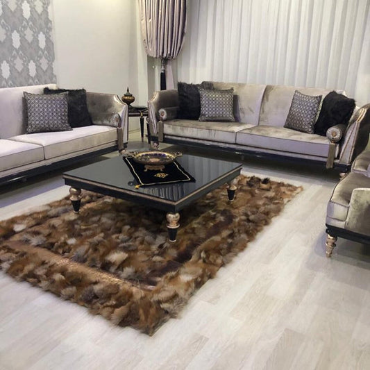 Luxury Handmade Fox Fur Rug | Natural Brown Fox Fur Area Rug