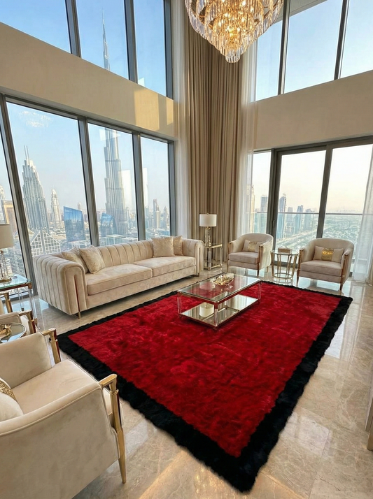 Luxury Handmade Rabbit Fur Rug | Red Natural Rabbit Hide Area Rug