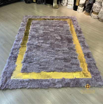 Handmade Purple Genuine Sheep Leather Unique Area Rug, Handmade Sheepskin Living Room Rug (Kopya) (Kopya)