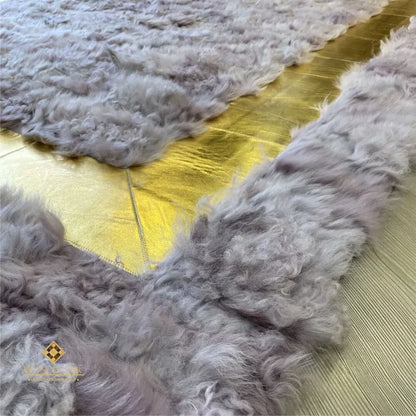 Handmade Purple Genuine Sheep Leather Unique Area Rug, Handmade Sheepskin Living Room Rug (Kopya) (Kopya)