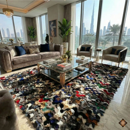 Luxury Multicolor Fox Fur Area Rug (8×10 ft)