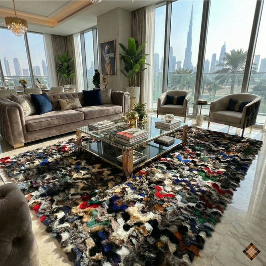 Luxury Multicolor Fox Fur Area Rug (8×10 ft)