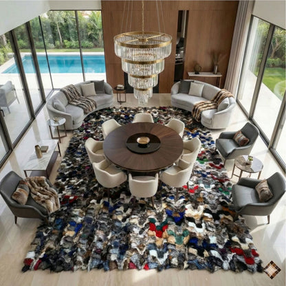 Luxury Multicolor Fox Fur Area Rug (8×10 ft)