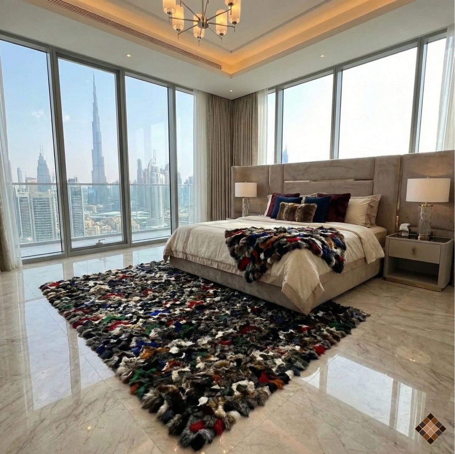 Luxury Multicolor Fox Fur Area Rug (8×10 ft)