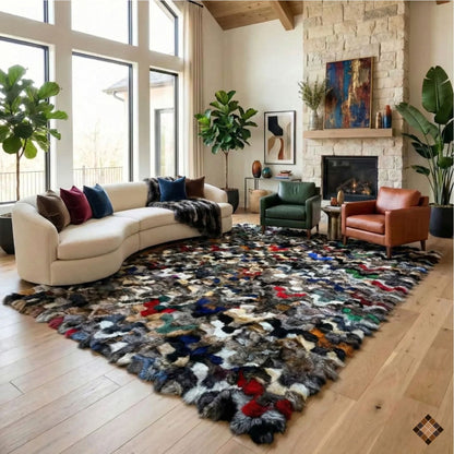 Luxury Multicolor Fox Fur Area Rug (8×10 ft)