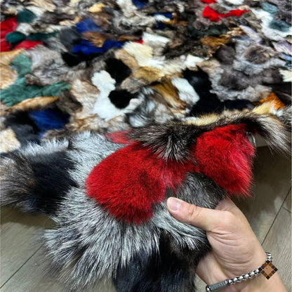 Luxury Multicolor Fox Fur Area Rug (8×10 ft)