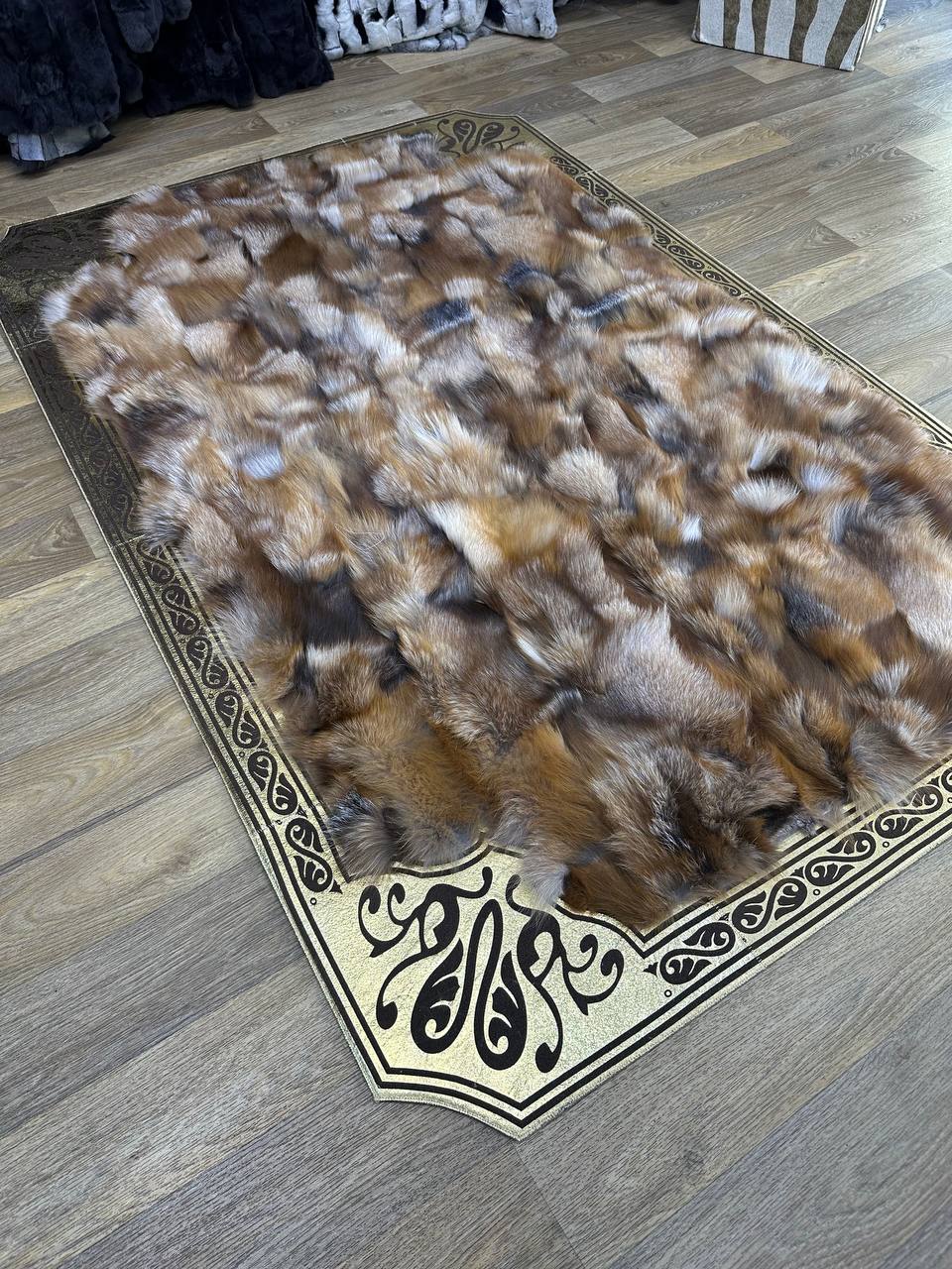 Luxury Natural  Genuine Fluffy Fox Fur Rug for Living Room