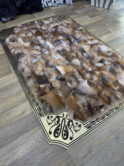 Luxury Natural  Genuine Fluffy Fox Fur Rug for Living Room