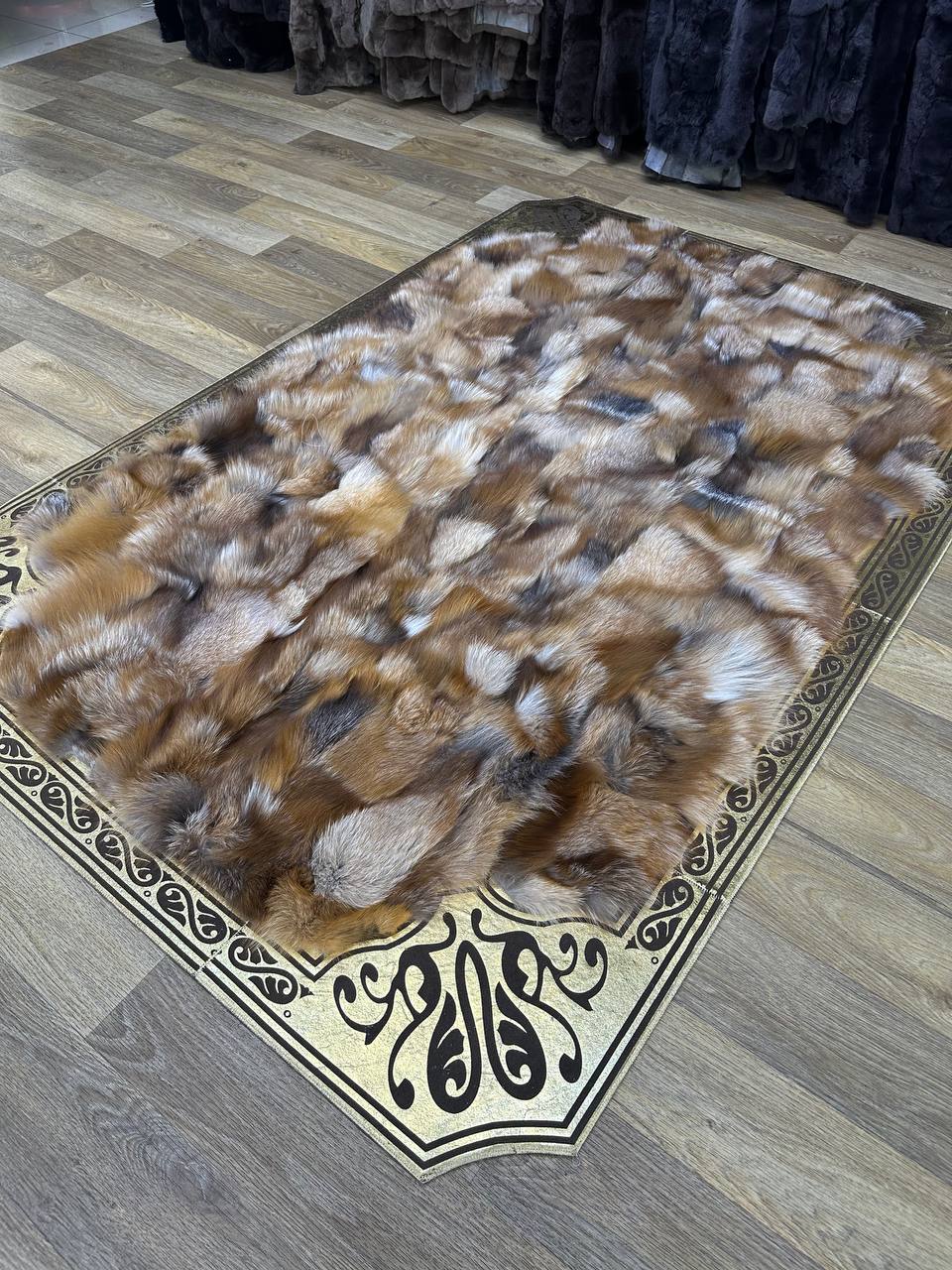 Luxury Natural  Genuine Fluffy Fox Fur Rug for Living Room
