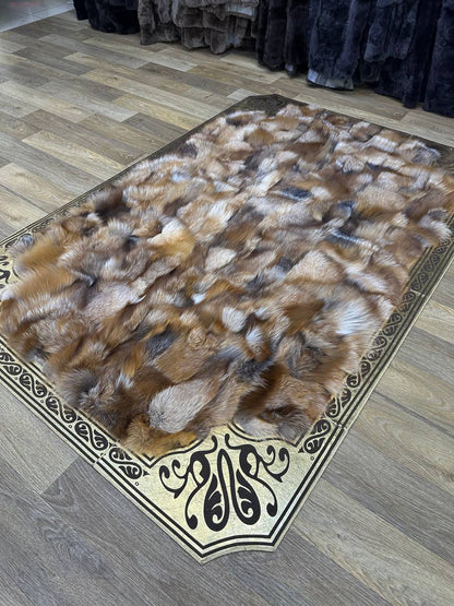 Luxury Natural  Genuine Fluffy Fox Fur Rug for Living Room
