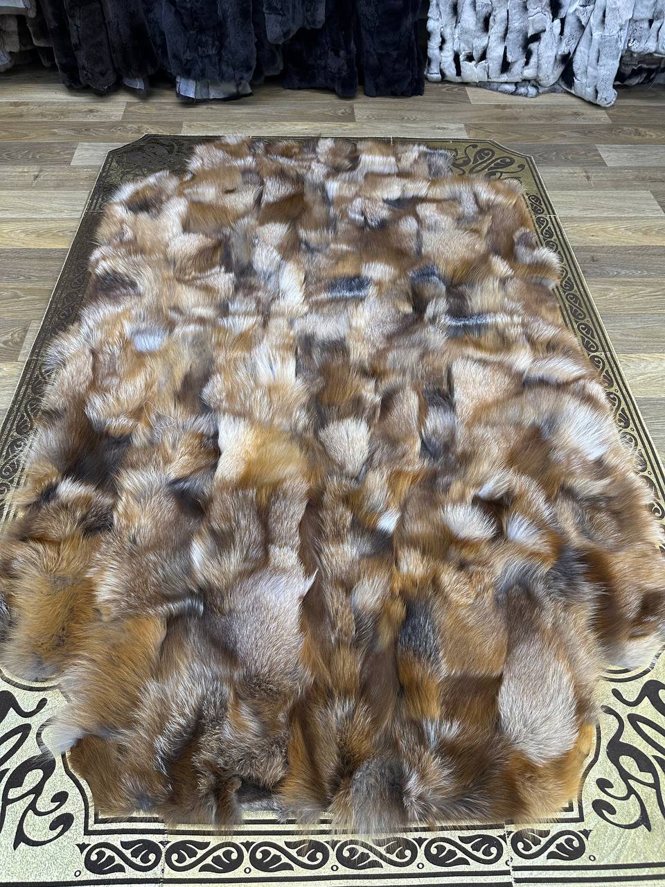 Luxury Natural  Genuine Fluffy Fox Fur Rug for Living Room