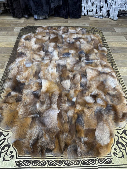 Luxury Natural  Genuine Fluffy Fox Fur Rug for Living Room