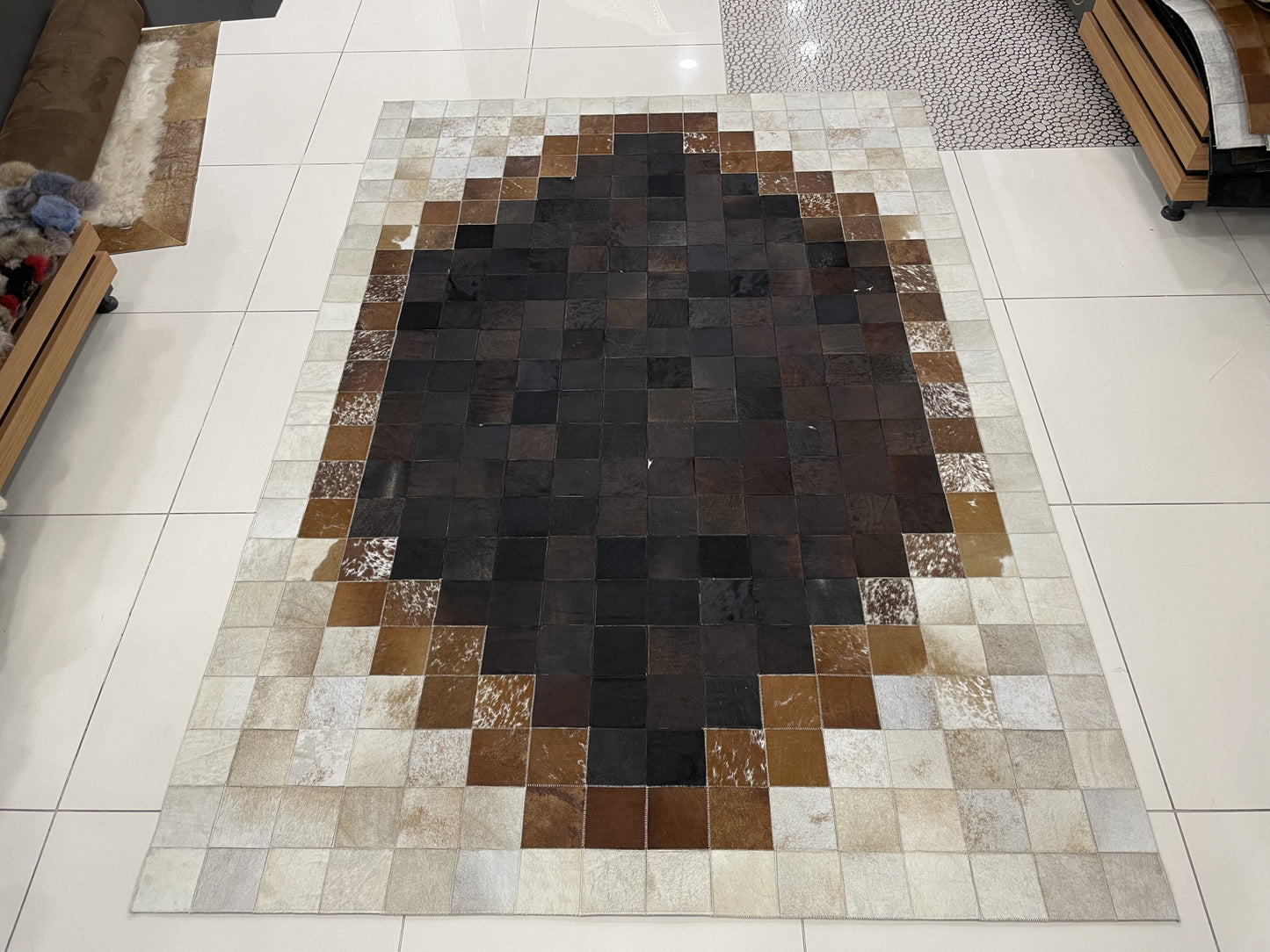 Luxury Patchwork Rug - Large 10x12 Brown & Beige Cowhide Rug