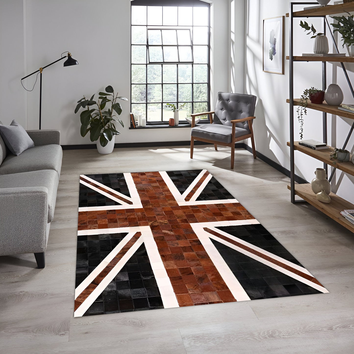 Handmade  Patchwork Rug - Large 10x12 Black & Brown Cowhide Rug